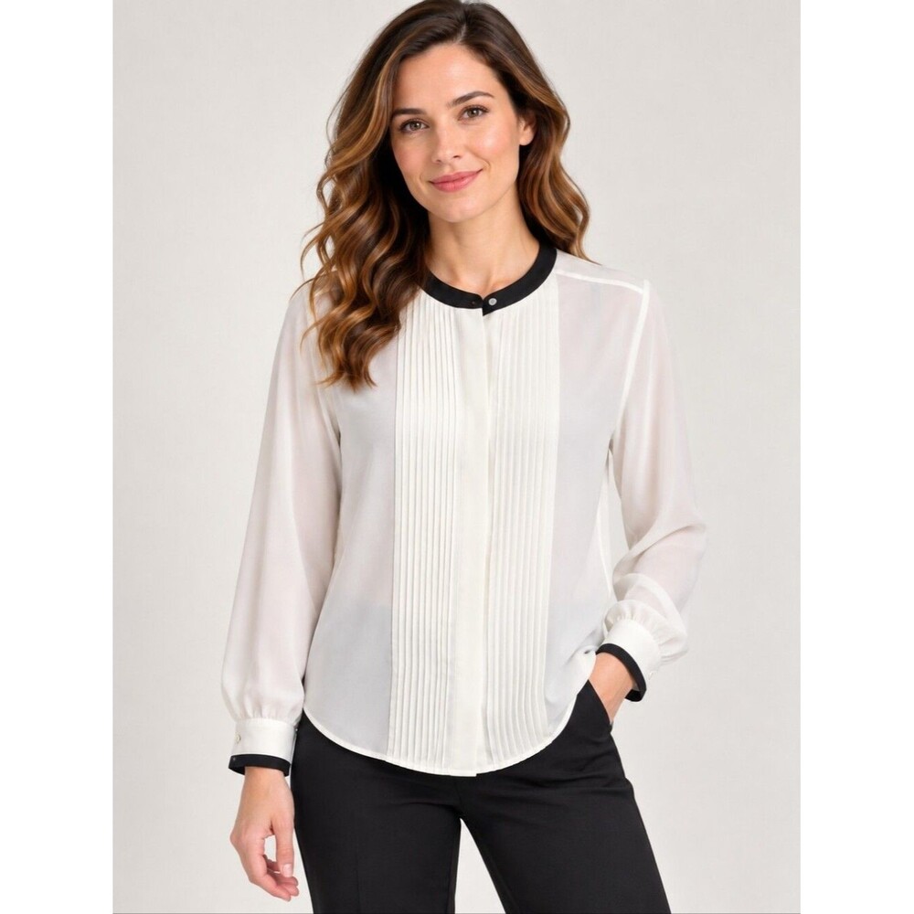 FREE EUC SK Company women's white button down shirt sz 6 wrinkle free raffle